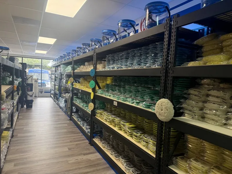Aisle of marine polishing and compounding pads